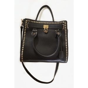 Vegan Leather black & gold studed bag